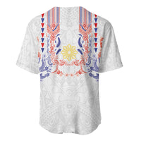 Philippines Barong Style Baseball Jersey Polynesian Kakau Art Tattoos with Tribal Filipino Sun