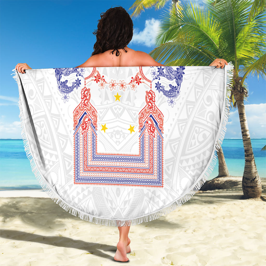 Philippines Barong Style Beach Blanket Polynesian Kakau Art Tattoos with Tribal Filipino Sun