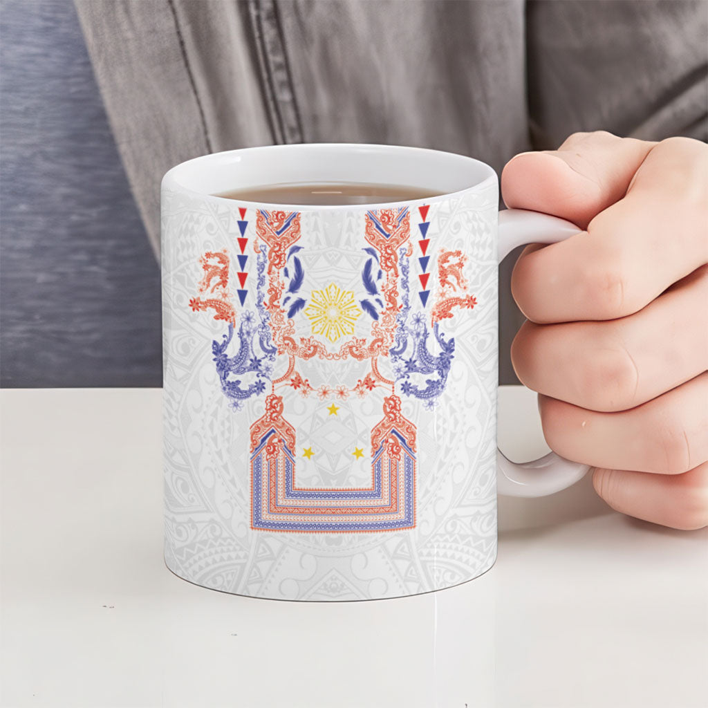 Philippines Barong Style Ceramic Mug Polynesian Kakau Art Tattoos with Tribal Filipino Sun