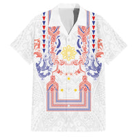 Philippines Barong Style Family Matching Long Sleeve Bodycon Dress and Hawaiian Shirt Polynesian Kakau Art Tattoos with Tribal Filipino Sun LT03 Dad's Shirt - Short Sleeve White - Polynesian Pride