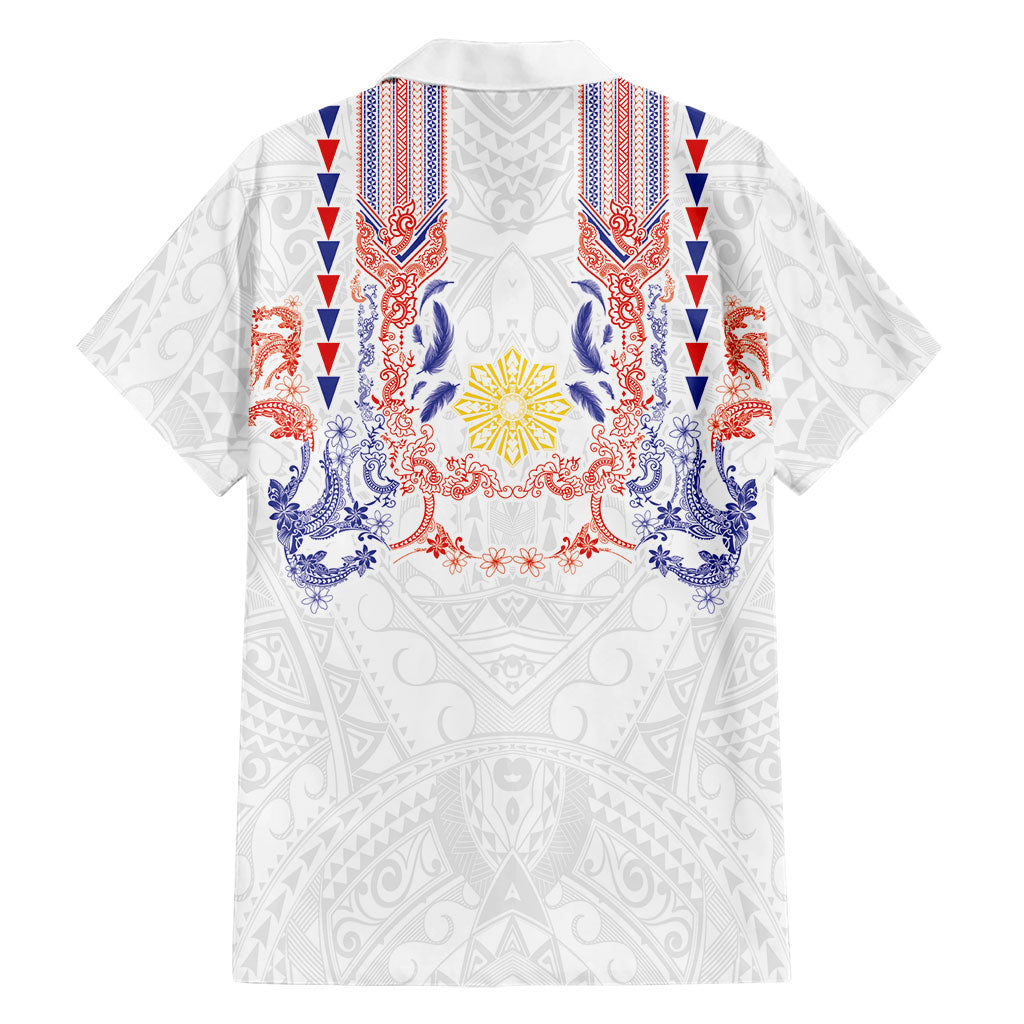 Philippines Barong Style Family Matching Long Sleeve Bodycon Dress and Hawaiian Shirt Polynesian Kakau Art Tattoos with Tribal Filipino Sun LT03 - Polynesian Pride