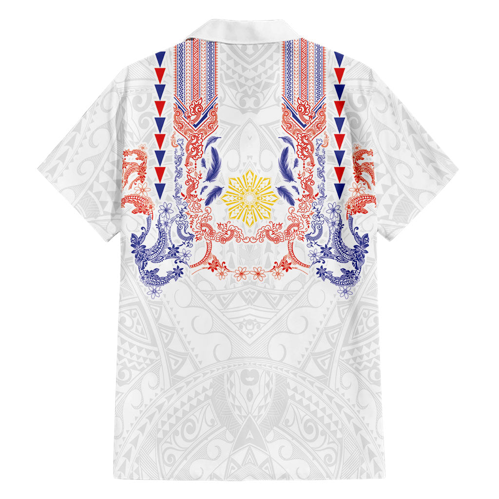 Philippines Barong Style Family Matching Mermaid Dress and Hawaiian Shirt Polynesian Kakau Art Tattoos with Tribal Filipino Sun LT03 - Polynesian Pride
