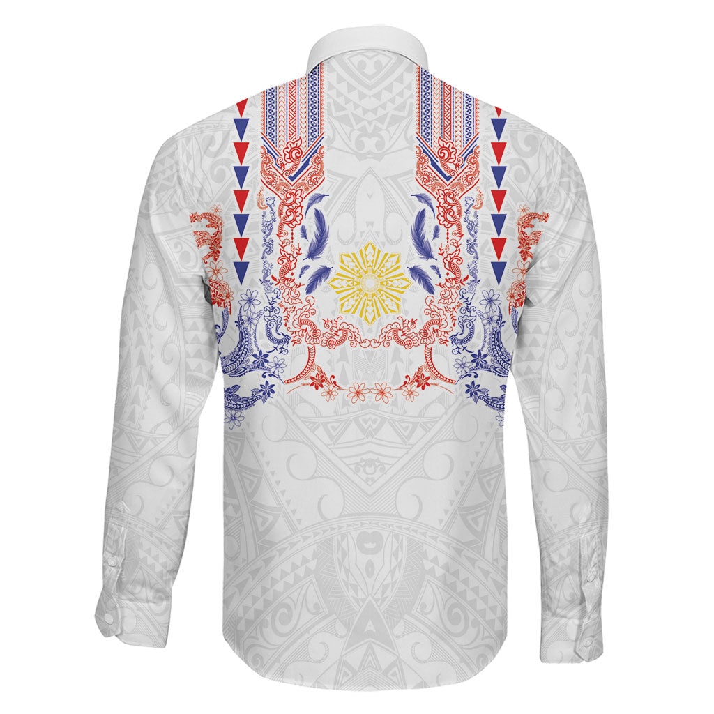 Philippines Barong Style Family Matching Short Sleeve Bodycon Dress and Hawaiian Shirt Polynesian Kakau Art Tattoos with Tribal Filipino Sun LT03 - Polynesian Pride