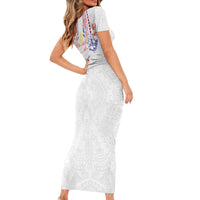 Philippines Barong Style Family Matching Short Sleeve Bodycon Dress and Hawaiian Shirt Polynesian Kakau Art Tattoos with Tribal Filipino Sun LT03 - Polynesian Pride