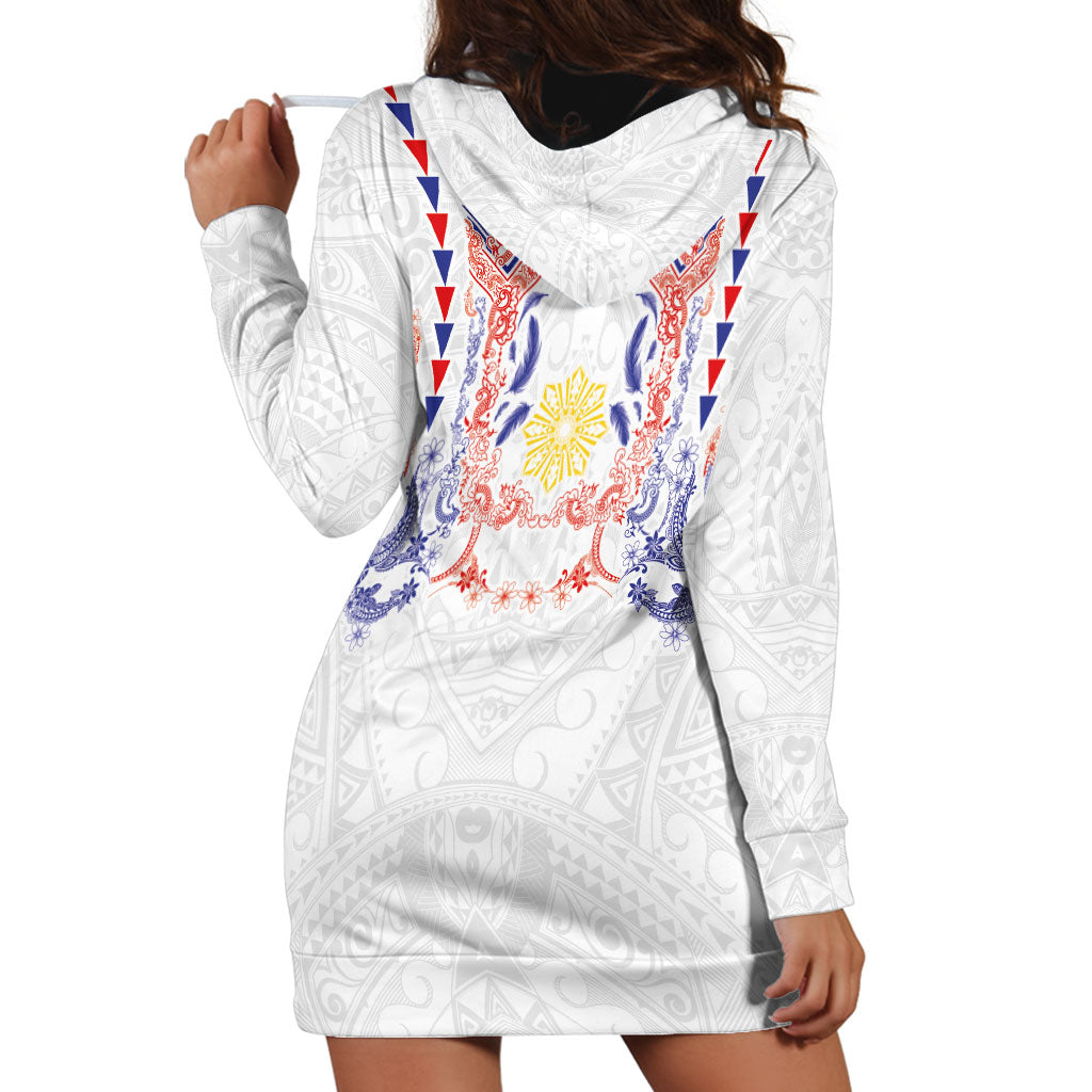 Philippines Barong Style Hoodie Dress Polynesian Kakau Art Tattoos with Tribal Filipino Sun LT03 - Polynesian Pride