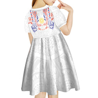 Philippines Barong Style Kid Short Sleeve Dress Polynesian Kakau Art Tattoos with Tribal Filipino Sun