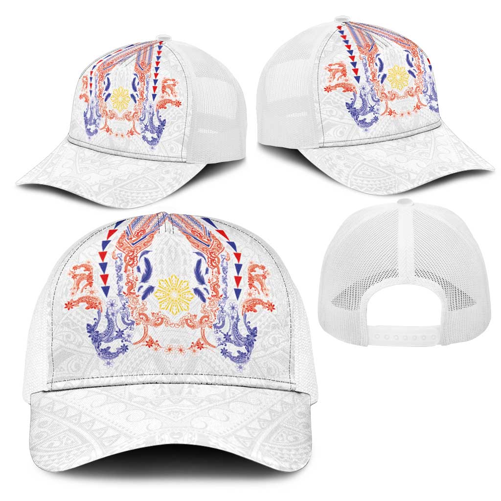 Philippines Barong Style Mesh Trucker Cap Polynesian Kakau Art Tattoos with Tribal Filipino Sun