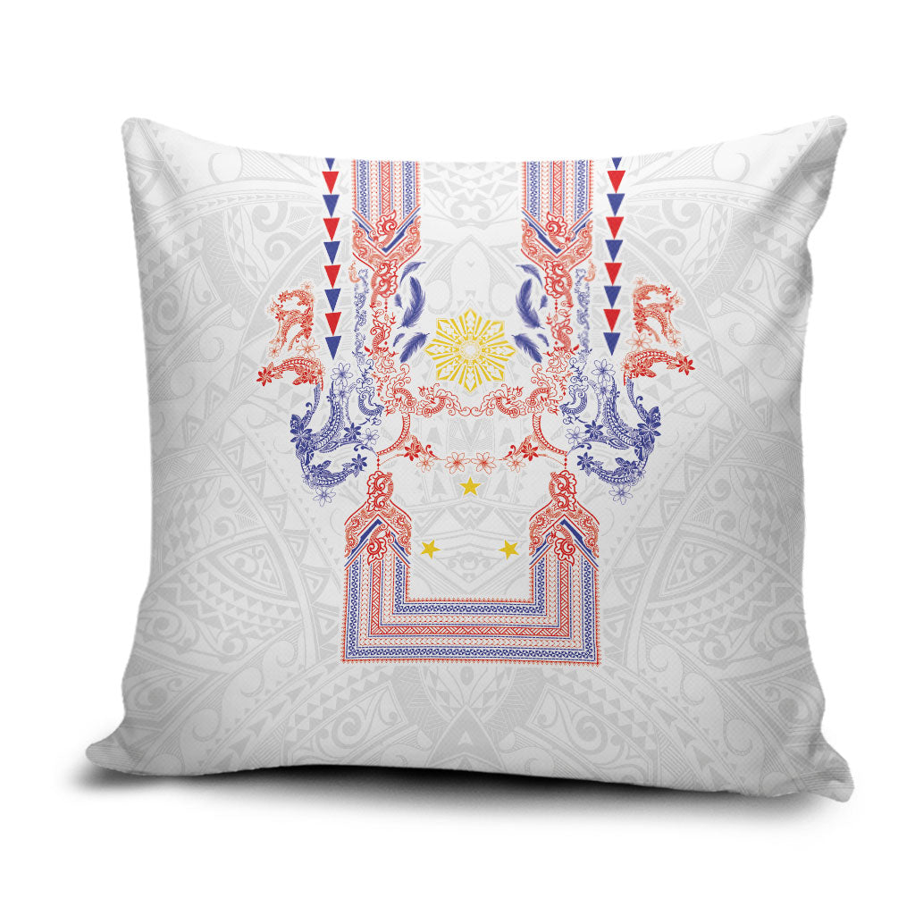Philippines Barong Style Pillow Cover Polynesian Kakau Art Tattoos with Tribal Filipino Sun LT03 White - Polynesian Pride