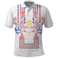 Philippines Barong Style Polo Shirt Polynesian Kakau Art Tattoos with Tribal Filipino Sun