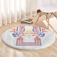 Philippines Barong Style Round Carpet Polynesian Kakau Art Tattoos with Tribal Filipino Sun