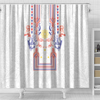 Philippines Barong Style Shower Curtain Polynesian Kakau Art Tattoos with Tribal Filipino Sun