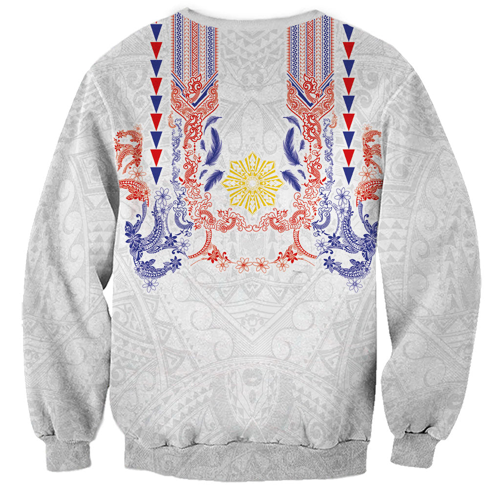 Philippines Barong Style Sweatshirt Polynesian Kakau Art Tattoos with Tribal Filipino Sun