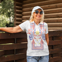 Philippines Barong Style Women Polo Shirt Polynesian Kakau Art Tattoos with Tribal Filipino Sun LT03 - Polynesian Pride