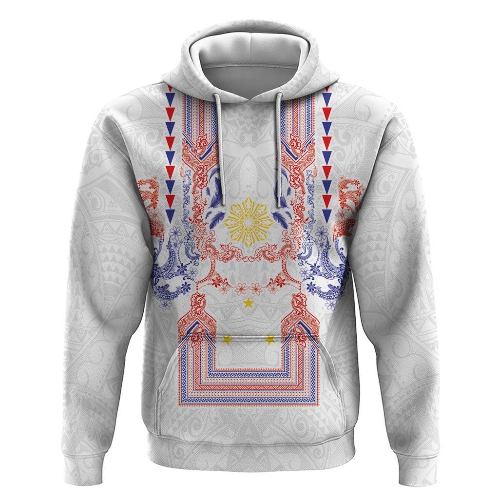 Philippines Barong Style Zip Hoodie Polynesian Kakau Art Tattoos with Tribal Filipino Sun