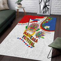 Philippines MassKara Festival Area Rug Smile Masks with Hawaiian Art Pattern and Tropical Plants