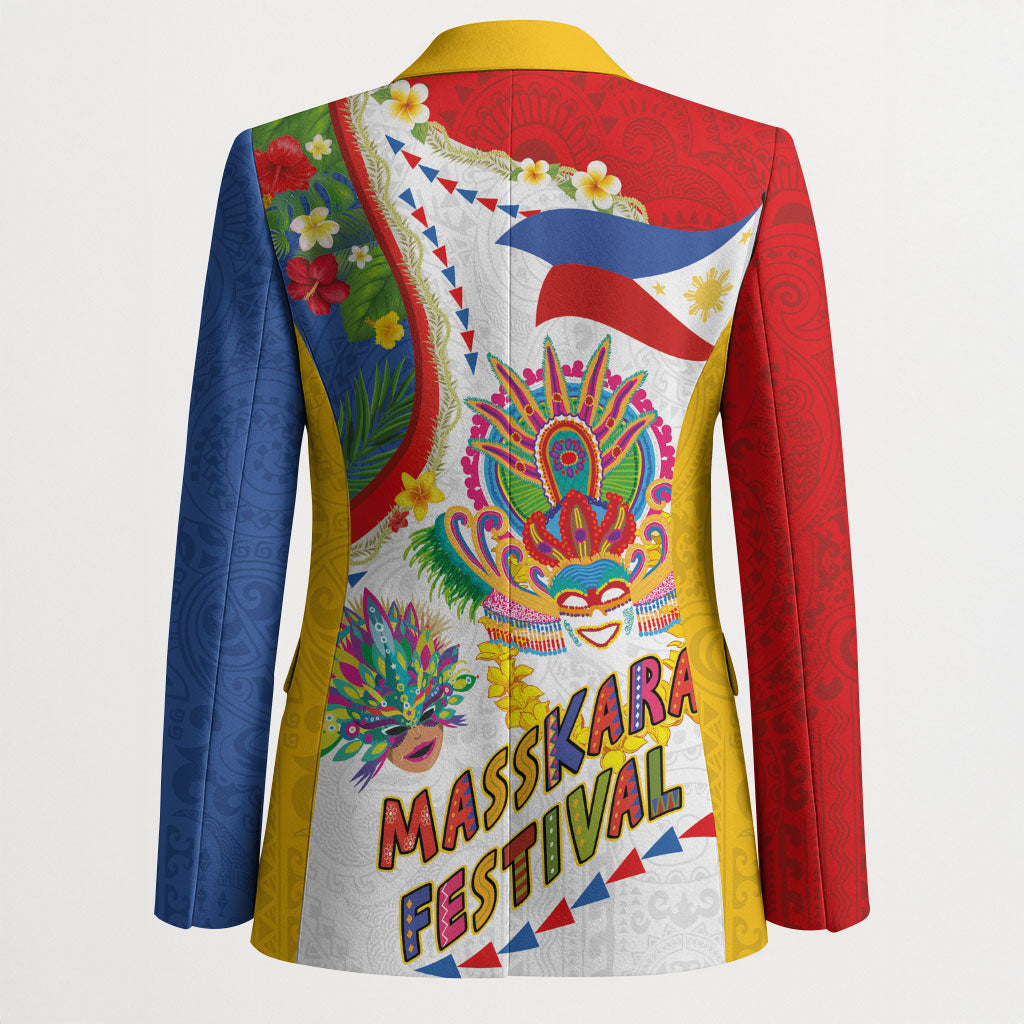 Philippines MassKara Festival Blazer Smile Masks with Hawaiian Art Pattern and Tropical Plants