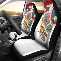 Philippines MassKara Festival Car Seat Cover Smile Masks with Hawaiian Art Pattern and Tropical Plants