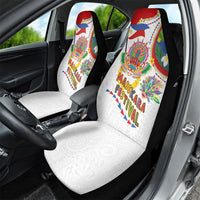 Philippines MassKara Festival Car Seat Cover Smile Masks with Hawaiian Art Pattern and Tropical Plants