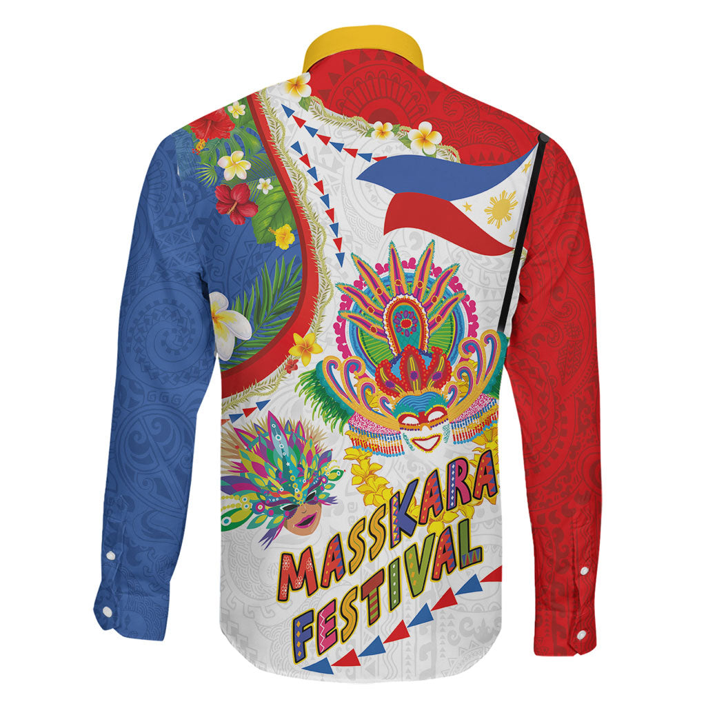 Philippines MassKara Festival Family Matching Puletasi and Hawaiian Shirt Smile Masks with Hawaiian Art Pattern and Tropical Plants LT03 - Polynesian Pride