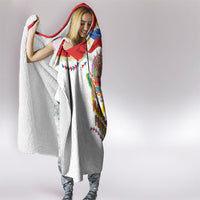 Philippines MassKara Festival Hooded Blanket Smile Masks with Hawaiian Art Pattern and Tropical Plants
