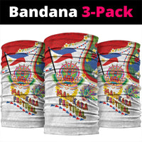 Philippines MassKara Festival Neck Gaiter Smile Masks with Hawaiian Art Pattern and Tropical Plants
