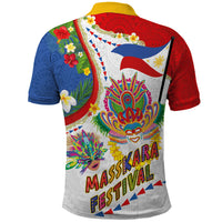 Philippines MassKara Festival Polo Shirt Smile Masks with Hawaiian Art Pattern and Tropical Plants