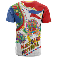 Philippines MassKara Festival T Shirt Smile Masks with Hawaiian Art Pattern and Tropical Plants