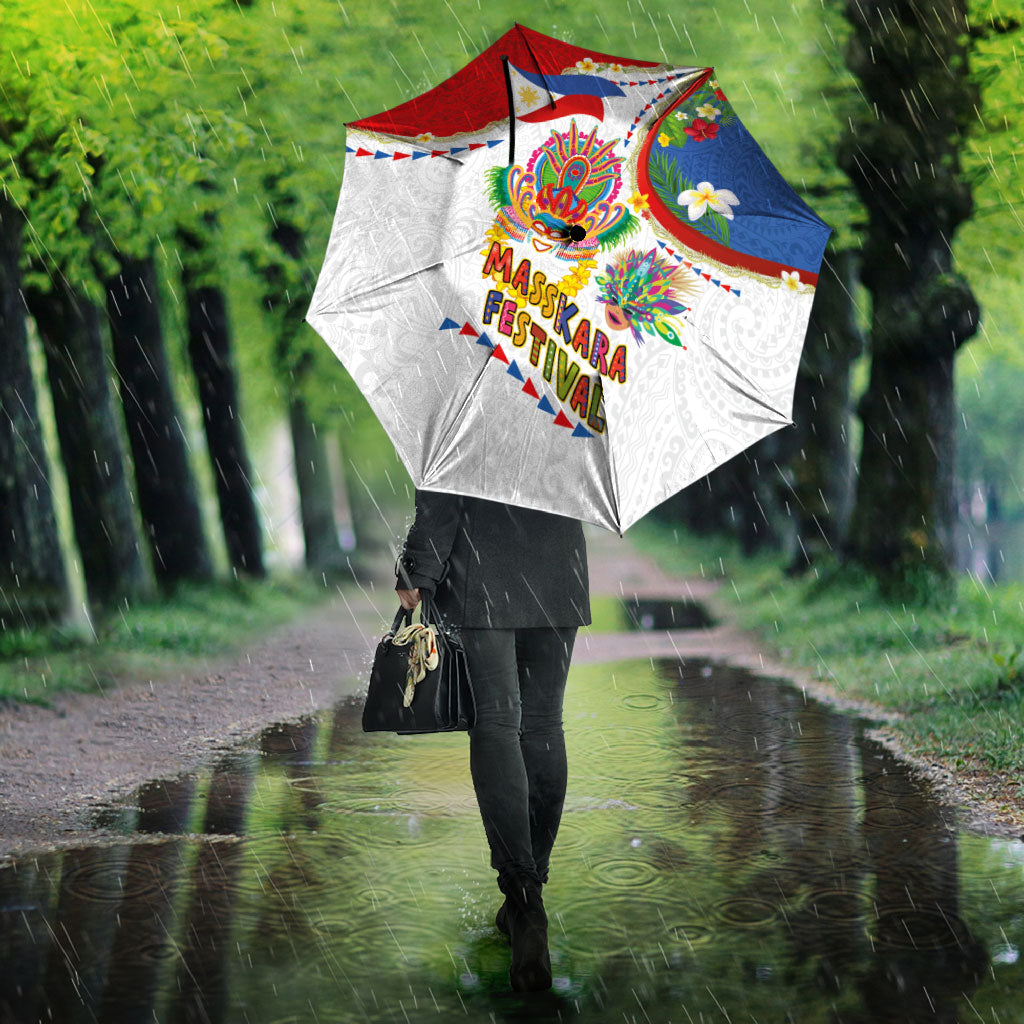 Philippines MassKara Festival Umbrella Smile Masks with Hawaiian Art Pattern and Tropical Plants LT03 - Polynesian Pride