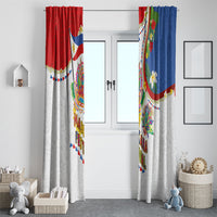 Philippines MassKara Festival Window Curtain Smile Masks with Hawaiian Art Pattern and Tropical Plants LT03 - Polynesian Pride