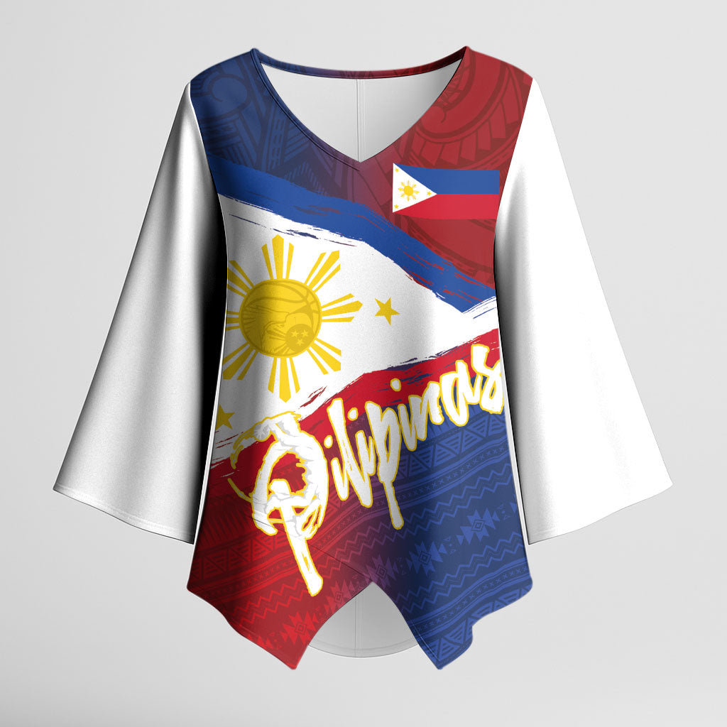 Philippines Basketball Custom Kimono Sleeve Blouse Pilipinas Tribal Pattern