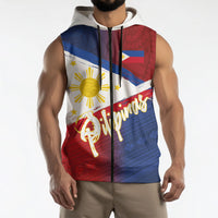 Philippines Basketball Custom Sleeveless Zip Hoodie Pilipinas Tribal Pattern