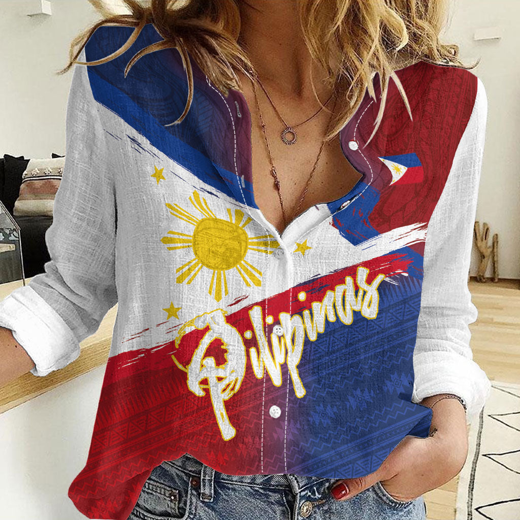 Philippines Basketball Custom Women Casual Shirt Pilipinas Tribal Pattern