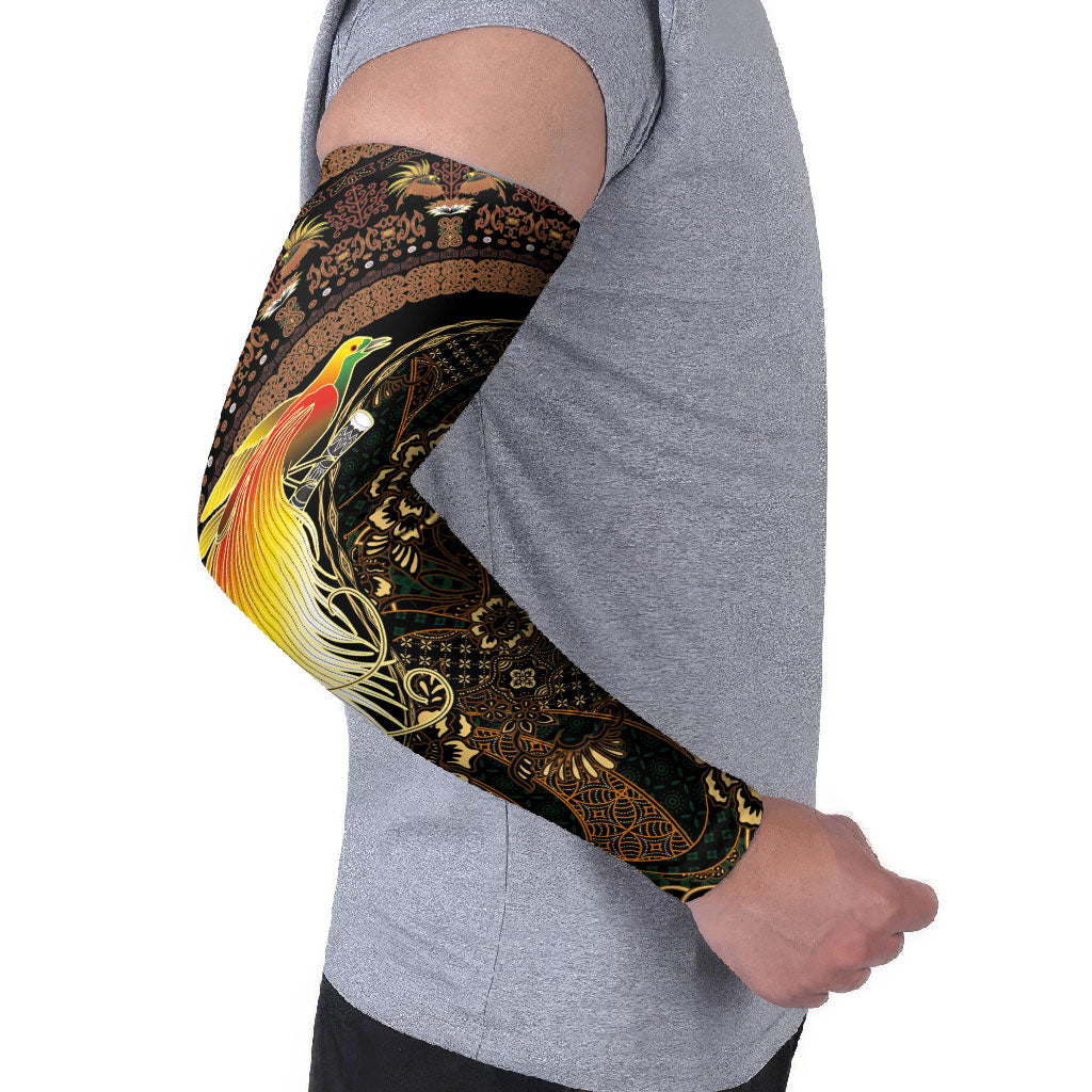 Papua New Guinea and Indonesia Batik Arm Sleeves Bird of Paradise with Tribal Batik Patterns