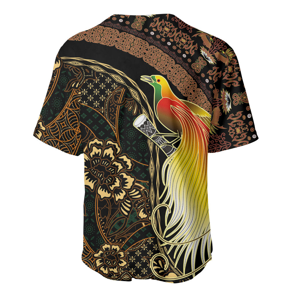 Papua New Guinea and Indonesia Batik Baseball Jersey Bird of Paradise with Tribal Batik Patterns LT03 - Polynesian Pride