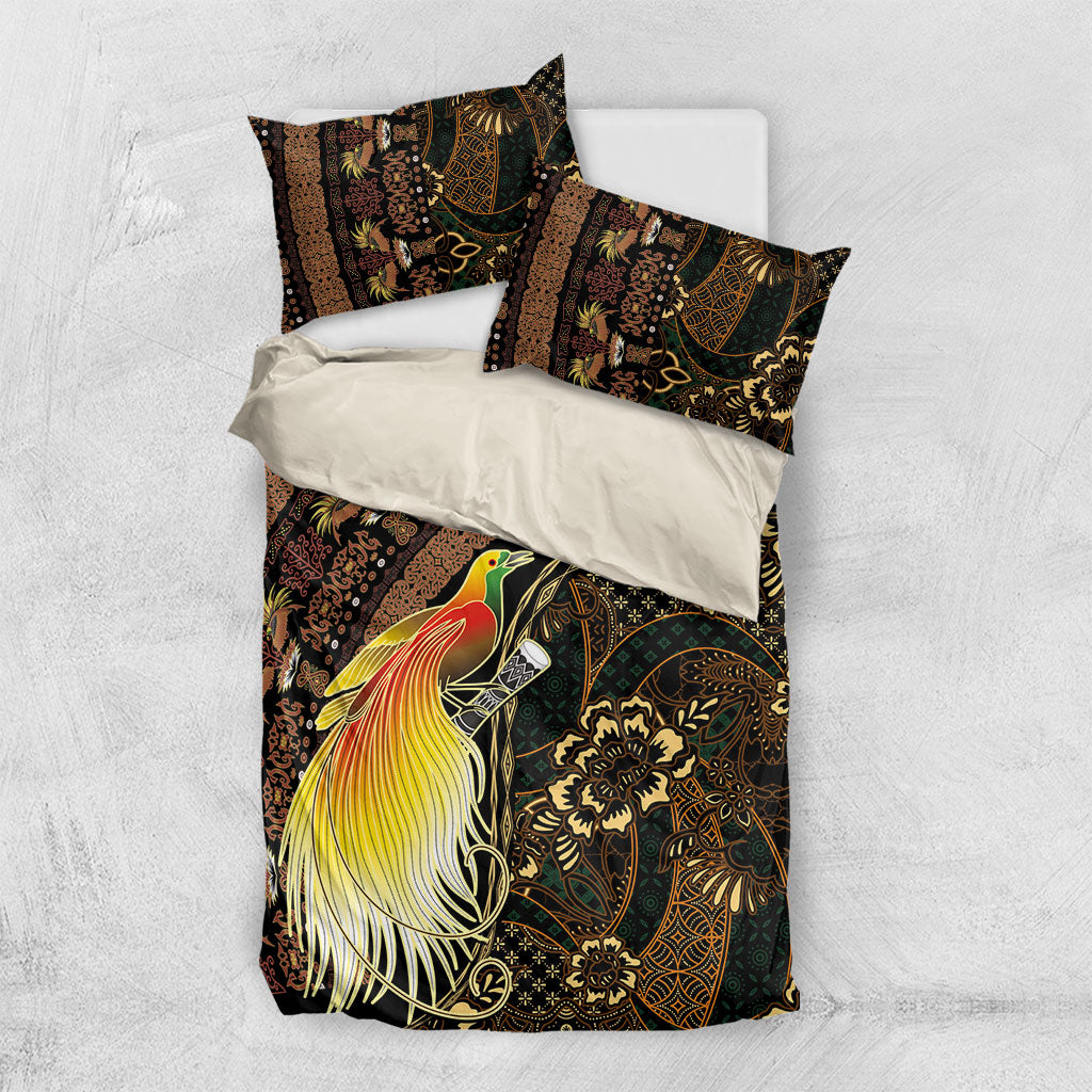 Papua New Guinea and Indonesia Batik Bedding Set Bird of Paradise with Tribal Batik Patterns LT03 US Twin 172cm x 218cm Multicolor - Polynesian Pride