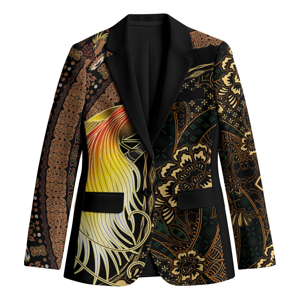 Papua New Guinea and Indonesia Batik Blazer Bird of Paradise with Tribal Batik Patterns