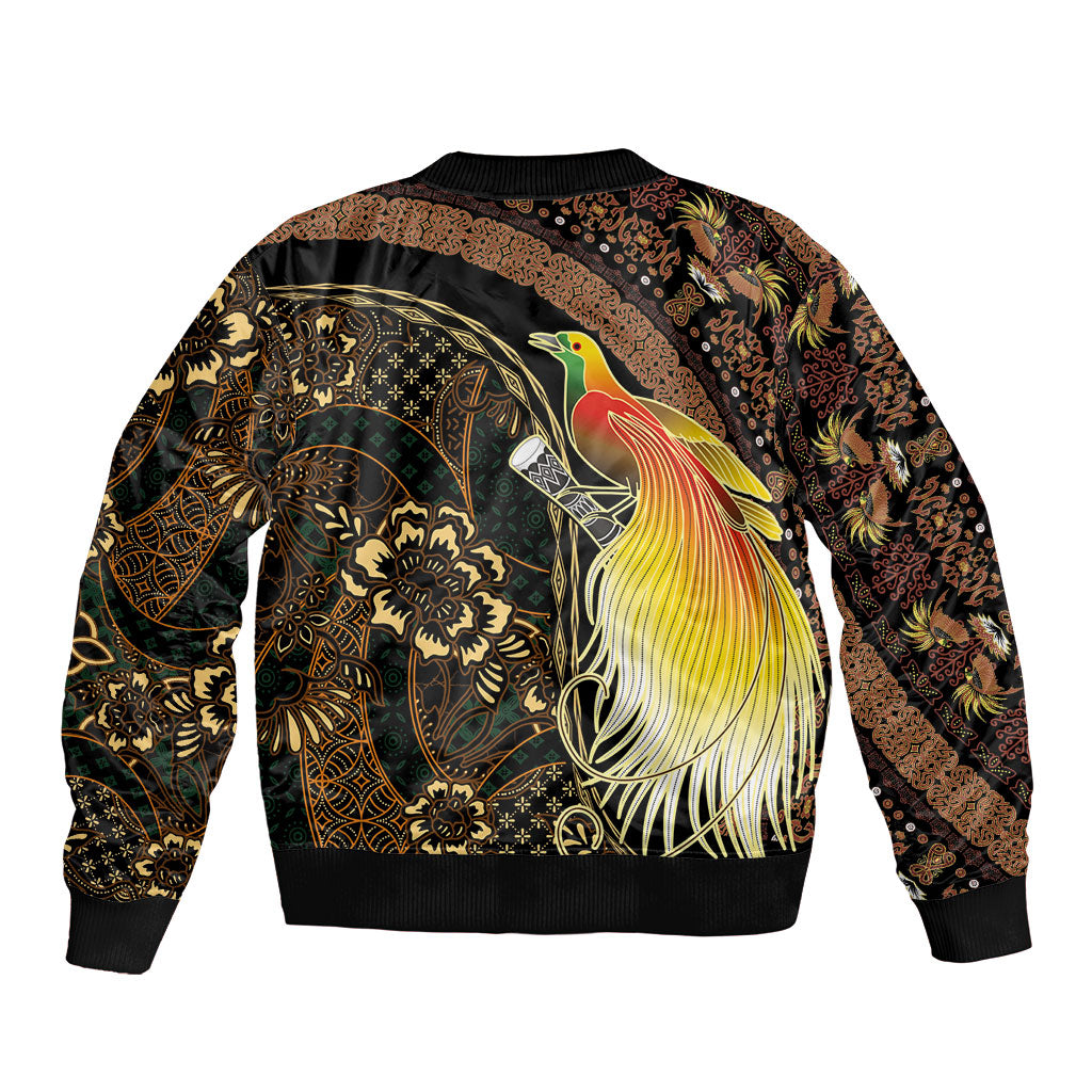 Papua New Guinea and Indonesia Batik Bomber Jacket Bird of Paradise with Tribal Batik Patterns LT03 - Polynesian Pride