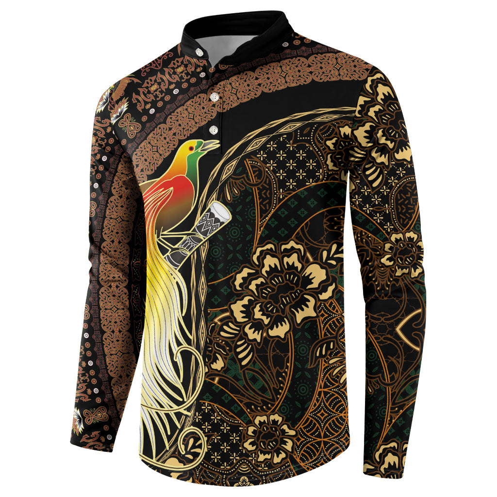 Papua New Guinea and Indonesia Batik Button Sweatshirt Bird of Paradise with Tribal Batik Patterns LT03 - Polynesian Pride