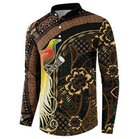 Papua New Guinea and Indonesia Batik Button Sweatshirt Bird of Paradise with Tribal Batik Patterns LT03 - Polynesian Pride