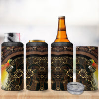 Papua New Guinea and Indonesia Batik 4 in 1 Can Cooler Tumbler Bird of Paradise with Tribal Batik Patterns