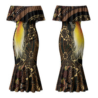 Papua New Guinea and Indonesia Batik Couples Matching Mermaid Dress and Hawaiian Shirt Bird of Paradise with Tribal Batik Patterns LT03 - Polynesian Pride