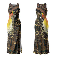 Papua New Guinea and Indonesia Batik Couples Matching Tank Maxi Dress and Hawaiian Shirt Bird of Paradise with Tribal Batik Patterns LT03 - Polynesian Pride