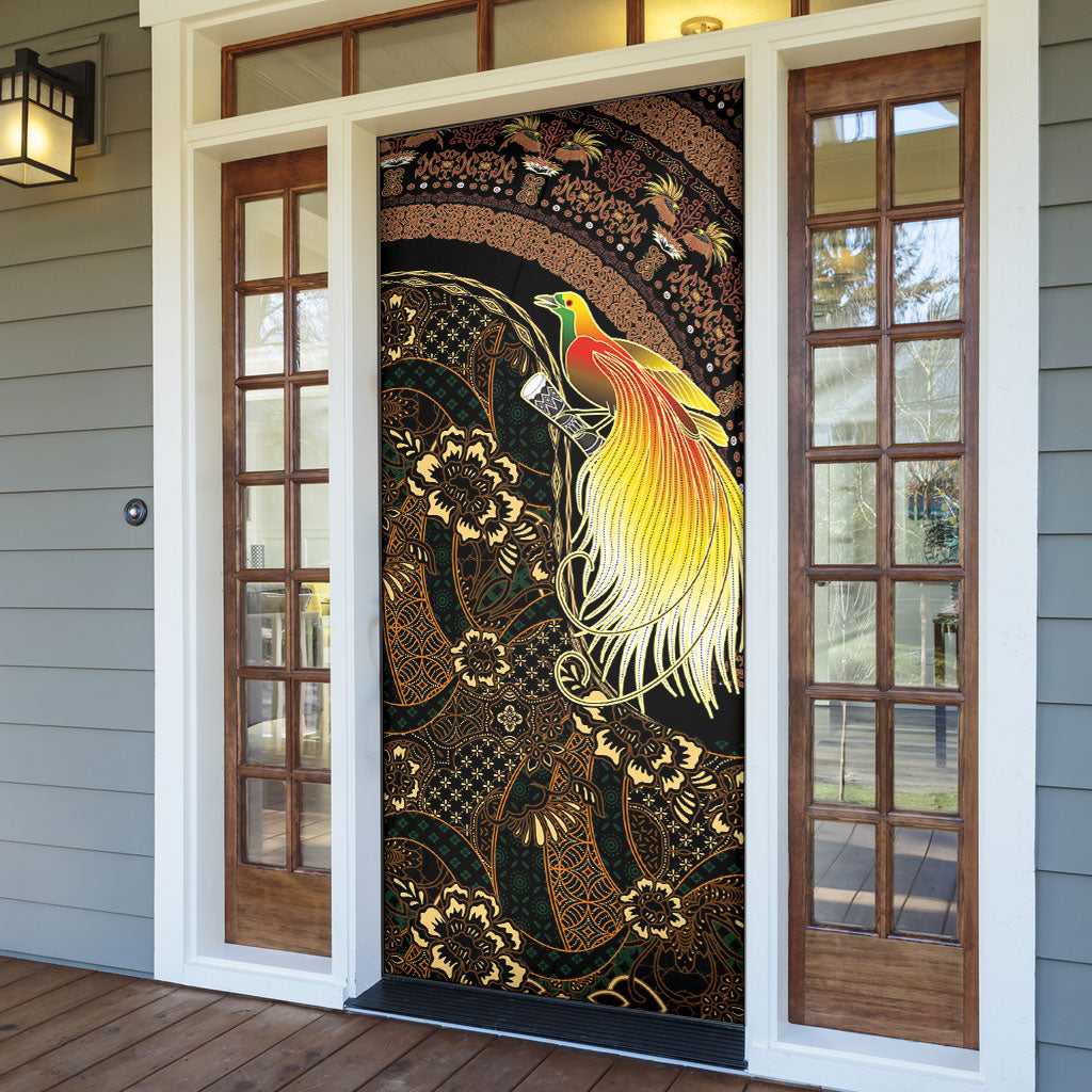 Papua New Guinea and Indonesia Batik Door Cover Bird of Paradise with Tribal Batik Patterns