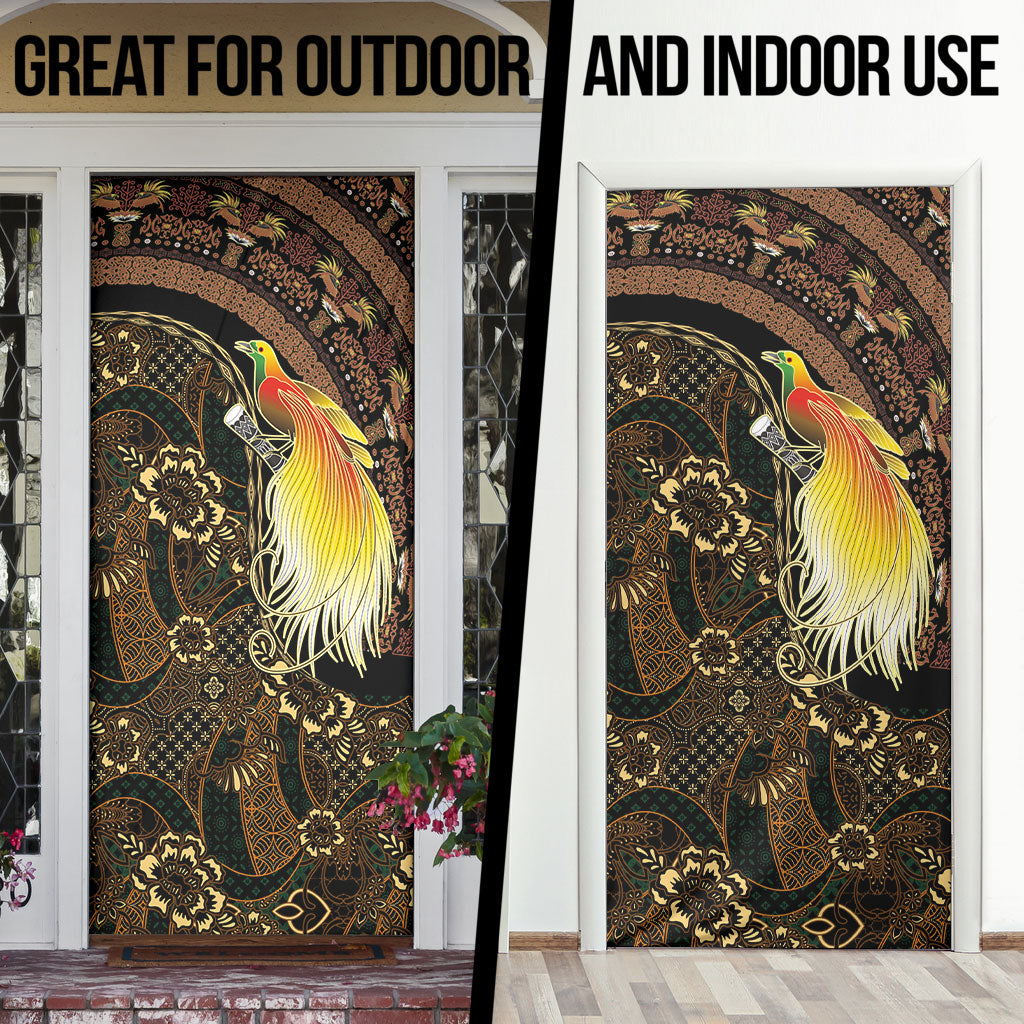 Papua New Guinea and Indonesia Batik Door Cover Bird of Paradise with Tribal Batik Patterns
