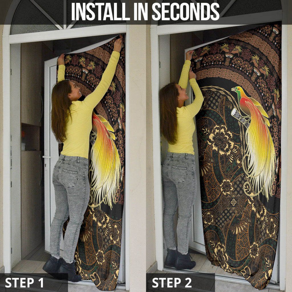 Papua New Guinea and Indonesia Batik Door Cover Bird of Paradise with Tribal Batik Patterns