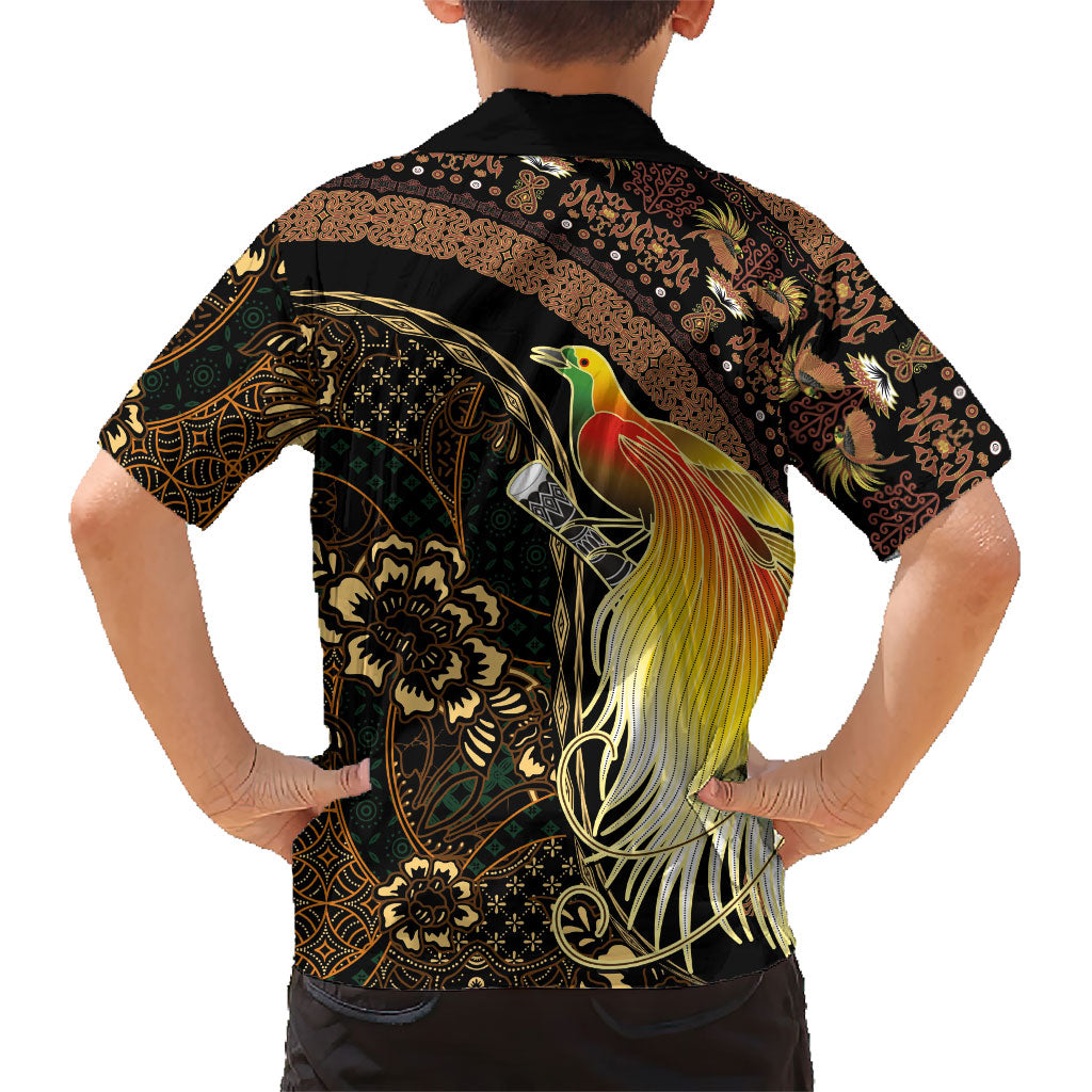 Papua New Guinea and Indonesia Batik Family Matching Mermaid Dress and Hawaiian Shirt Bird of Paradise with Tribal Batik Patterns LT03 - Polynesian Pride
