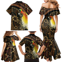 Papua New Guinea and Indonesia Batik Family Matching Mermaid Dress and Hawaiian Shirt Bird of Paradise with Tribal Batik Patterns LT03 - Polynesian Pride
