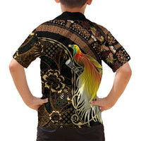 Papua New Guinea and Indonesia Batik Family Matching Off The Shoulder Long Sleeve Dress and Hawaiian Shirt Bird of Paradise with Tribal Batik Patterns LT03 - Polynesian Pride