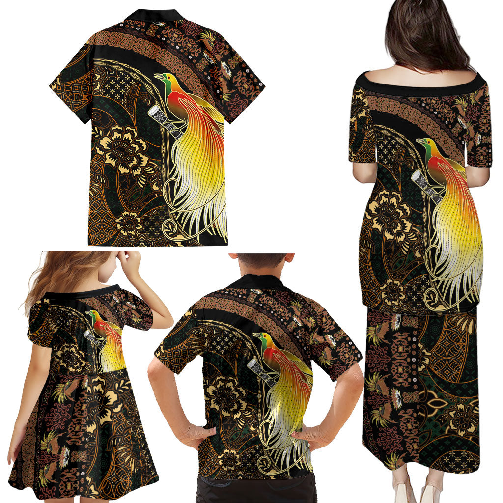Papua New Guinea and Indonesia Batik Family Matching Puletasi and Hawaiian Shirt Bird of Paradise with Tribal Batik Patterns LT03 - Polynesian Pride