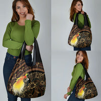 Papua New Guinea and Indonesia Batik Grocery Bag Bird of Paradise with Tribal Batik Patterns